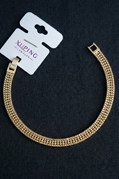 Modacaprea Xuping 14K Hasır Zincir Kadın Bileklik – 19 cm | Altın Renk Kararm...