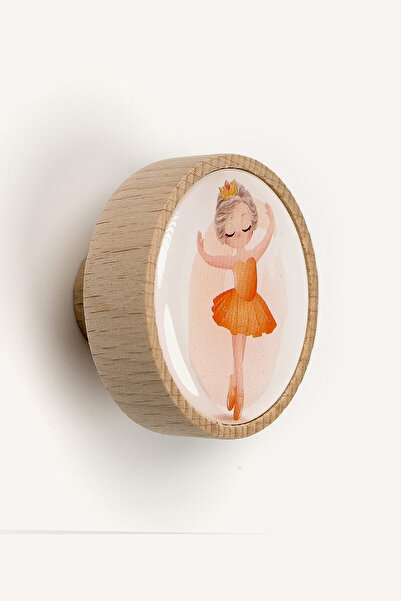 Genel Markalar Turuncu Balerin Desenli Ahşap Çocuk Odası Dolap Ve Çekmece Kul...