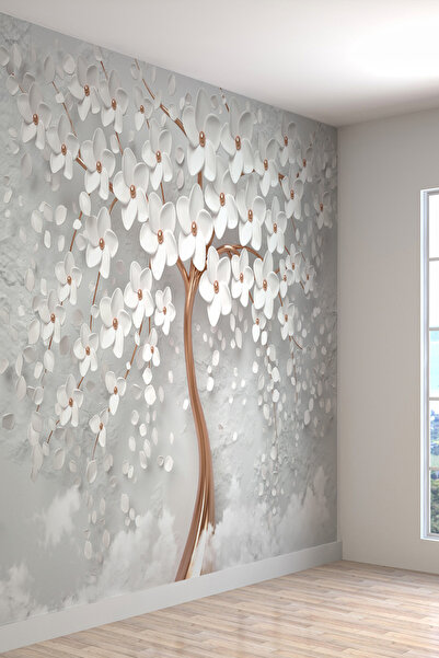dreamwall 3 Boyutlu Çiçekli Ağaç Desenli Silinebilir Sağlıklı Tekstil Duvar K...