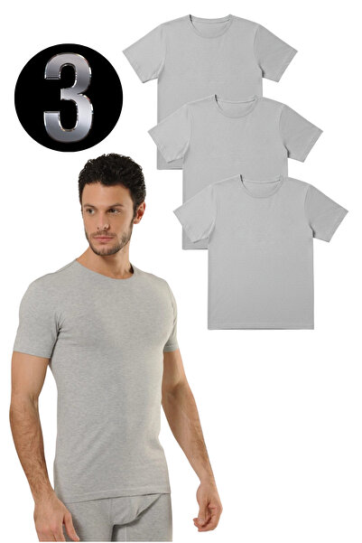 Hmd 704 3-pack Cotton Crew Neck Men's Undershirt - Gray