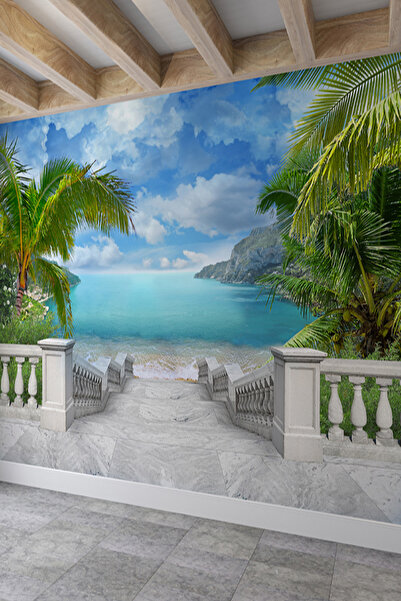 dreamwall Deniz Manzara Desenli Isı Ve Ses Yalıtımlı Sağlıklı Tekstil Duvar K...