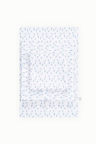 Boumini % 100 Pamuk Bebek Nevresim Takımı Yağmur Damlası Mavi