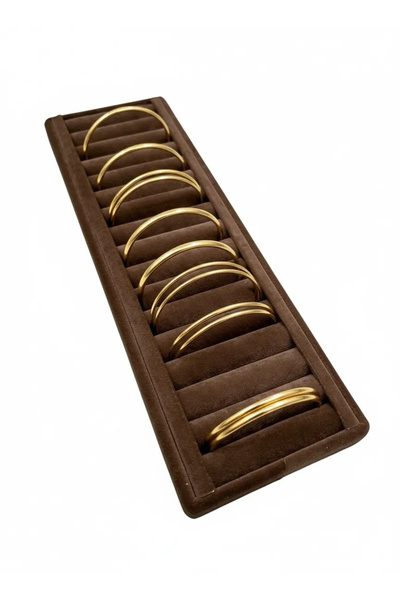 MeGass Dekor إنتاج محلي من جلد الغزال مطلي باللون القهوة سجق 35/11 سم سوار أصفاد