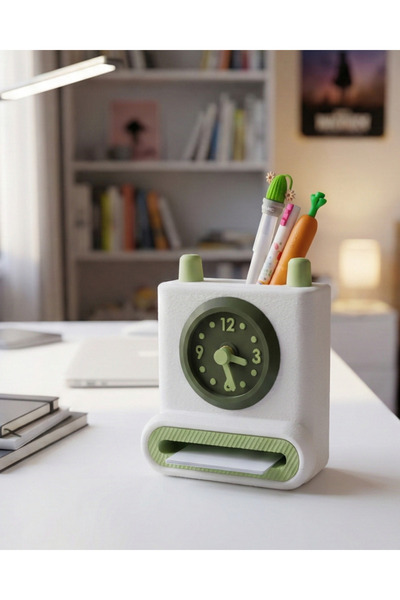 Elana Design Scope Sessiz Masa Saati ve Kalemlik | Kalemlikli ve Kağıt Bölmel...