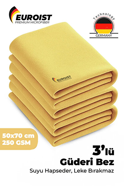 euroist Mikrofiber Güderi Bez, Büyük Boy 50x70cm, Oto Kurulama Bezi, Araba Ca...