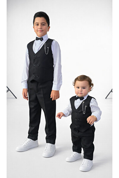 HAYTA Dětská vesta Souprava s košilí 0-1 let - 14 let Černá