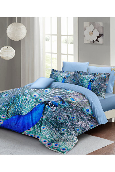 MonoHome Set de lenjerie de pat din satin de bumbac dublu 3D Digital Pauw