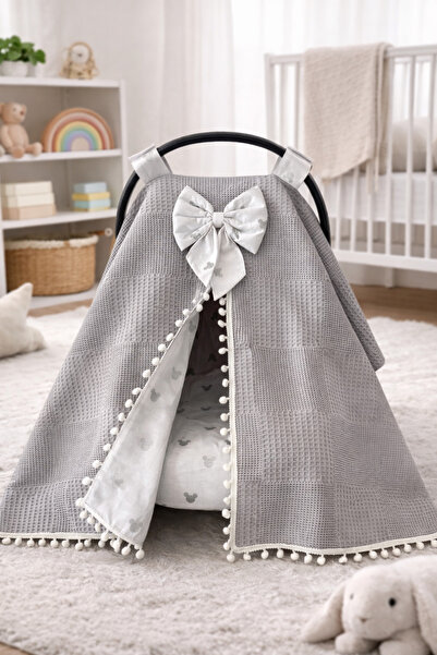 Jaju Baby غطاء عربة أطفال من قماش ميكي الرمادي - غطاء عربة أطفال من قماش ميكي...