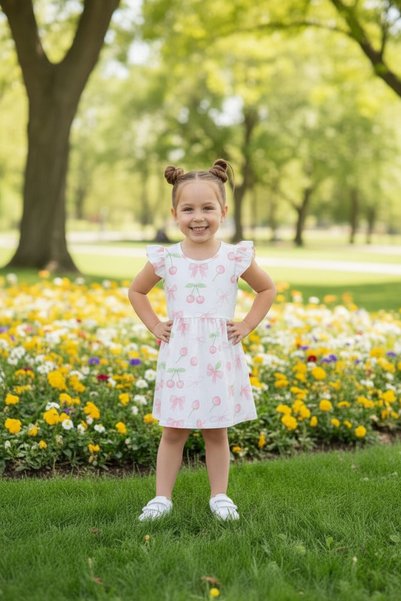 minikiss 3 Pieces Summer Printed Lycra Girl's 3-Piece Dress