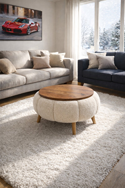 stillola Wellsoft Kumaş Kaplamalı Yuvarlak Orta Sehpa