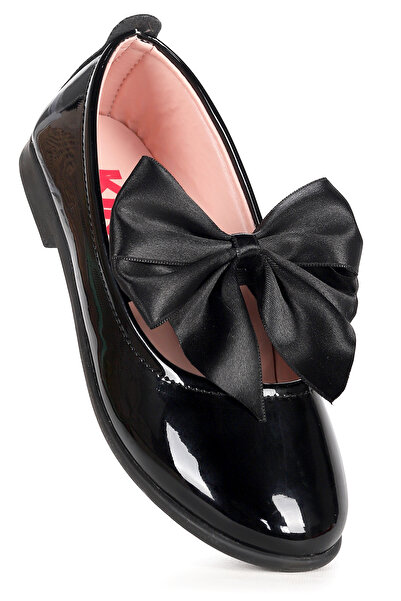 Kiko Kids Pantofi de balerină pentru fete cu fundă elastică din piele lacuată...