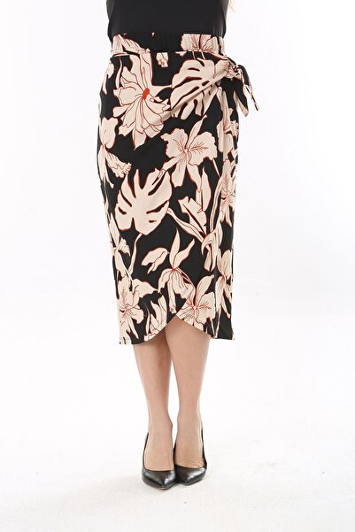 Şans Kadın Büyük Beden Renkli Belden Bağlamalı Anvelop Etek 65N37841