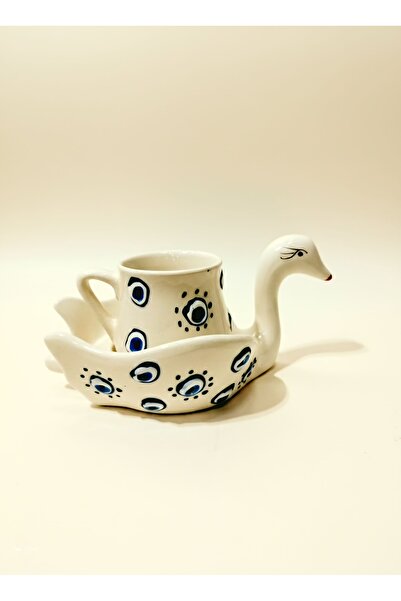 hesperides Handmade Ceramic Evil Eye Patterned Swan Cup
