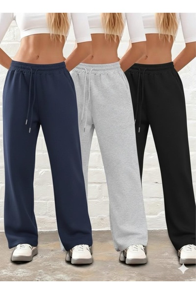 GERLAY 3 τεμάχια σε σκούρο μπλε, μαύρο και γκρι χρώμα, φαρδιά εφαρμογή, ίσια ...