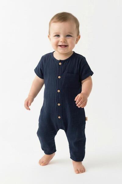 Tiffany Muslin Half Sleeve Long Jumpsuit