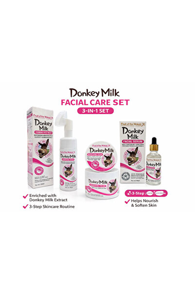 Donkey مجموعة العناية بالوجه بالحليب | غسول رغوي للوجه 150 مل + كريم مغذي 115...