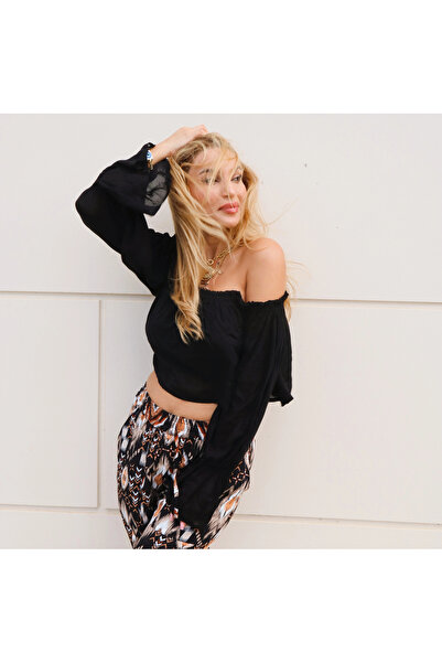 Su Koleksiyon Sahra Madonna Collar Crop Bluz