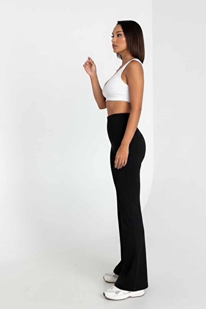 vynor atelier بنطلون ضيق عالي الخصر حواف أسطوانية واسع الأرجل - بنطلون ضيق بم...