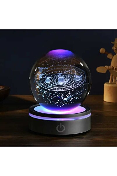 Sarego Dönen Kristal Cam Kar Küresi USB’li Galaksi Evreni Temalı RGB’li Masaü...