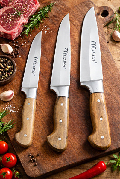 özkurt ticaret 3’lü Profesyonel Bıçak Seti – No:1 (27 cm) + No:2 (29 cm) + No...