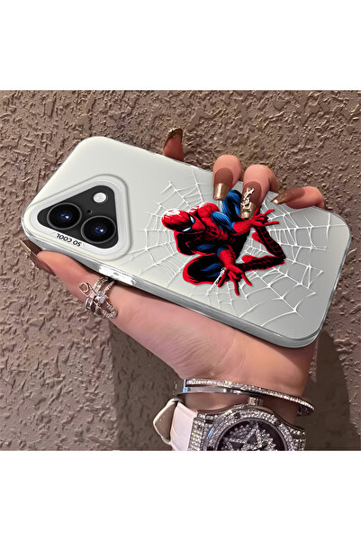 Hontinga iPhone 16 Compatible Silicone Edge Hard Back Phone Case with Spider-...