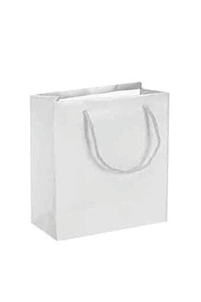 Vipfoni Hediyelik Minik Boy Düz Karton Çanta 11X11 10 Adet Beyaz
