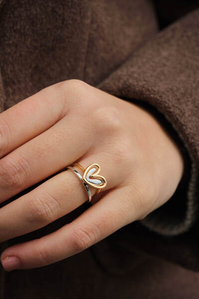 ByFlorya Jewelry Vip Double Heart Ring Friend Family Lover Ring Free Size Adj...