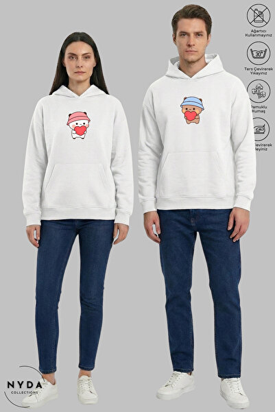 Nyda Collections Dear Couple Combination Bubu Dudu Printed Hoodie Hooded Flee...