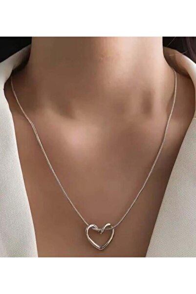 Store Luxury Silver Color Italian Snake Chain Interlocking Heart Pendant Tarn...