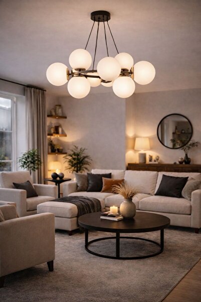 HubRom LORENTO 3825-07-01-BL-GD Μαύρος / Χρυσός Πολυέλαιος 70x75 εκ. 8xE27 Μέ...