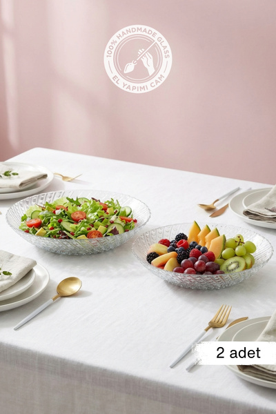 Glamis Selen Concept İnci Model Large Size Handmade Glass Salad Bowl and Frui...
