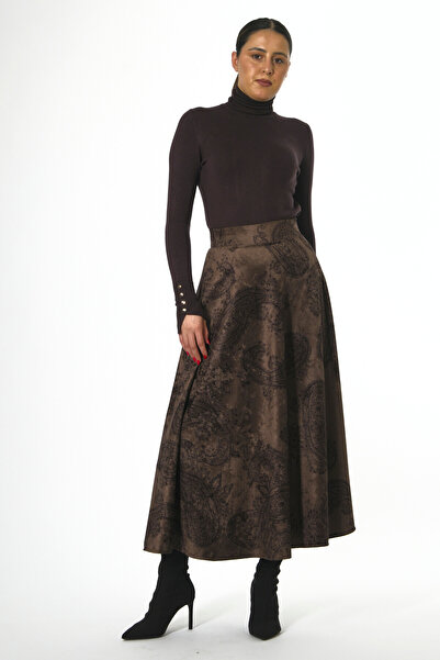 ABBRA Fusta cu model șal cu aspect de piele de căprioară pentru femei