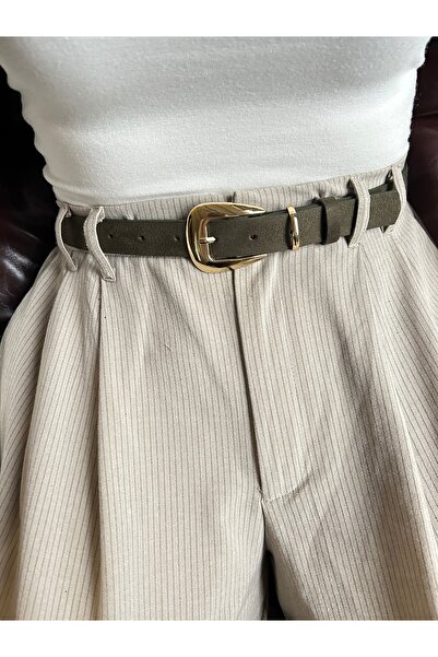 LİA KEMER Jewel Plain Patterned Suede Women's Gold Buckle Belt Jacket Belt Dr...