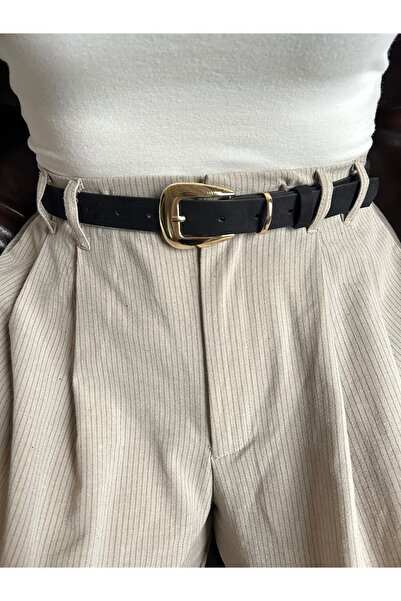 LİA KEMER Jewel Plain Patterned Suede Women's Gold Buckle Belt Jacket Belt Dr...