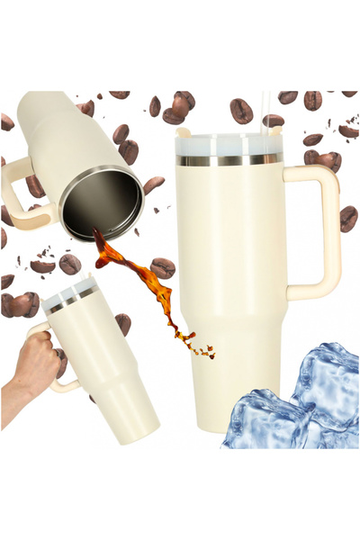 Ikonka Ikonka portable thermal mug, modern design with handle, made of double...