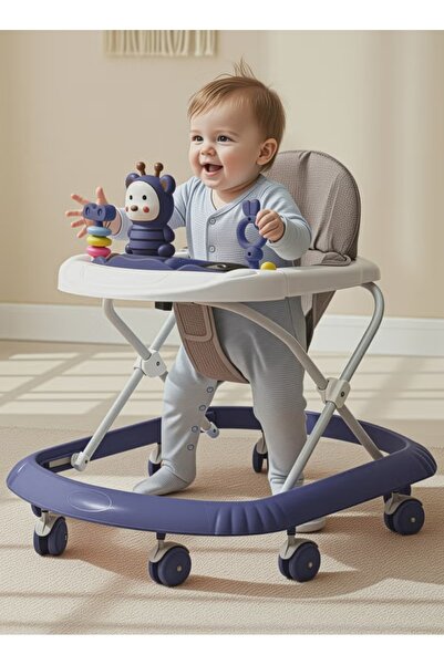 BAYBEE مشاية زيجي للأطفال مزودة بقضيب موسيقي دوار 360 درجة و3 مستويات ارتفاع ...