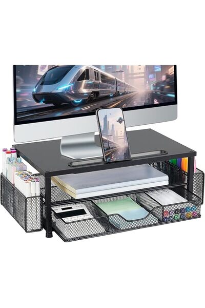 The Bros Desk Organizer and Accessories, 2-Tier Computer Monitor Stand Riser ...