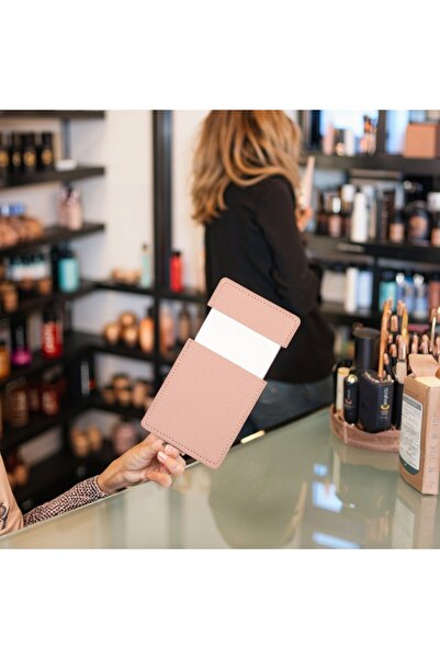 gaman Mini Cep Aynası Şık ve Taşınabilir Makyaj Aynası Pembe Deri Koruma Kılıflı