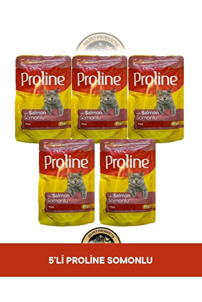 Proline Pouch Pate Somonlu Yaş Kedi Maması Seti 5x85 gr