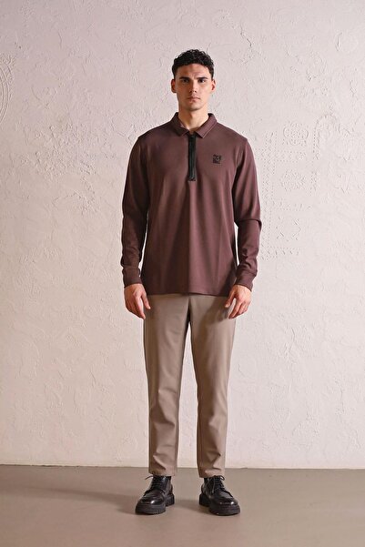 GMG FIRENZE Ανδρικό φούτερ με λεπτομέρεια ραφής με λαιμόκοψη πόλο