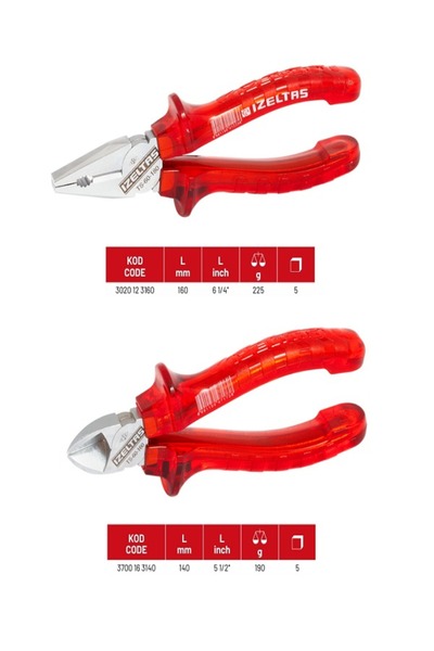 İzeltaş 2 Parça Mekanikçi Seti - Profesyonel Seri Pense ve Yan Keski Takımı