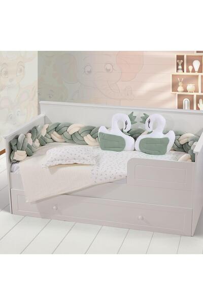 Mini Baby Bebek Montesori Velvet Swan Braided Duvet Cover Set