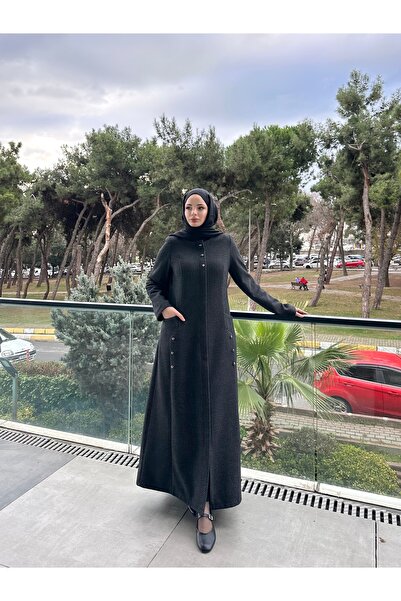 JALİA Açelya Kaşe patlı fermuarlı süs düğmeli pardesü-6041S