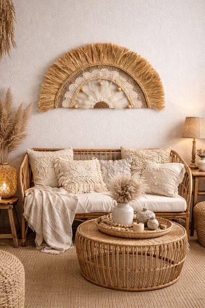 MoonArt Bohem Duvar Süsü Yelpaze Dantel Detaylı