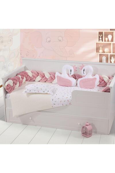 Mini Baby Bebek Montesori Velvet Swan Braided Duvet Cover Set