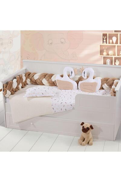 Mini Baby Bebek Montesori Velvet Swan Braided Duvet Cover Set