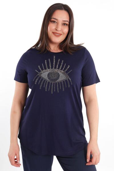 SERTUĞ تي شيرت نسائي من Trend42plus بأكمام قصيرة ومقاس كبير من الفيسكوز باللو...