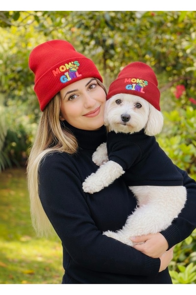 Lokums طقم قبعة الأم والكلب مكون من قطعتين - ملصق Mom's Girl - قبعة متناسقة ل...