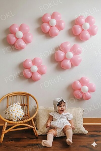 FOKUL 36 Balonlu Papatya Yapma Aparatı Doğum Günü Konsepti Balon Seti 30 Pemb...