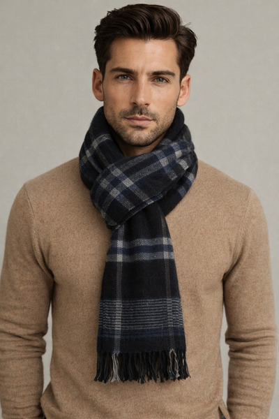 ALASEREN Premium Herringbone Men's Scarf – Soft Textured, with Tassels